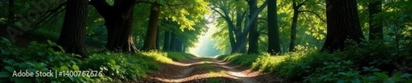 Obraz The Carrilet path through a tunnel of branches, tree forms, forest