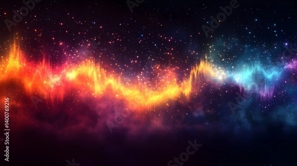Fototapeta a close up of a colorful galaxy with stars and a black backgroun