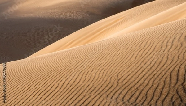 Fototapeta beige sand dune texture with soft shadows creating natural wavy landscape pattern