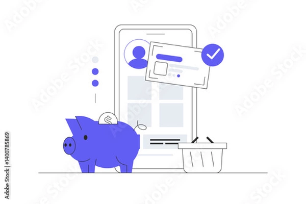 Fototapeta Investment and Analysis Money Profits, Profitable investment, funding Financial consulting, savings. Flat Cartoon Vector Illustration, icon. Stylish abstract  landing page 