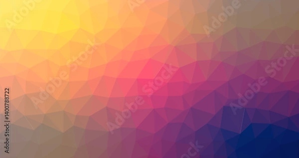 Fototapeta Abstract Low Polygonal Background: Vibrant Sunset Hues, Geometric Triangles, Gradient Texture for Modern Design, Website Banner, and Presentation Templates