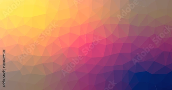 Fototapeta Abstract Low Polygonal Background: Vibrant Yellow, Pink, Purple, and Blue Gradient - Geometric Texture for Modern Design Projects