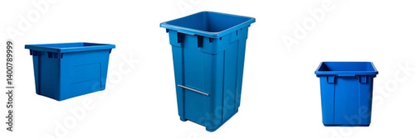 Fototapeta Set of A image of a large blue plastic bin isolated on a transparent background
