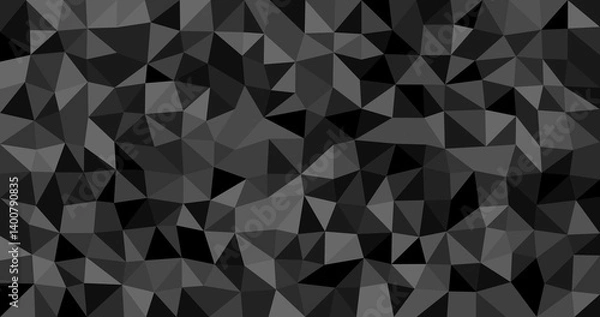 Fototapeta Abstract Black and Gray Low Polygonal Background: Geometric Triangular Texture for Modern Design, Web, and Print Projects. Seamless Pattern for Wallpaper, Presentations, and Digital Art.