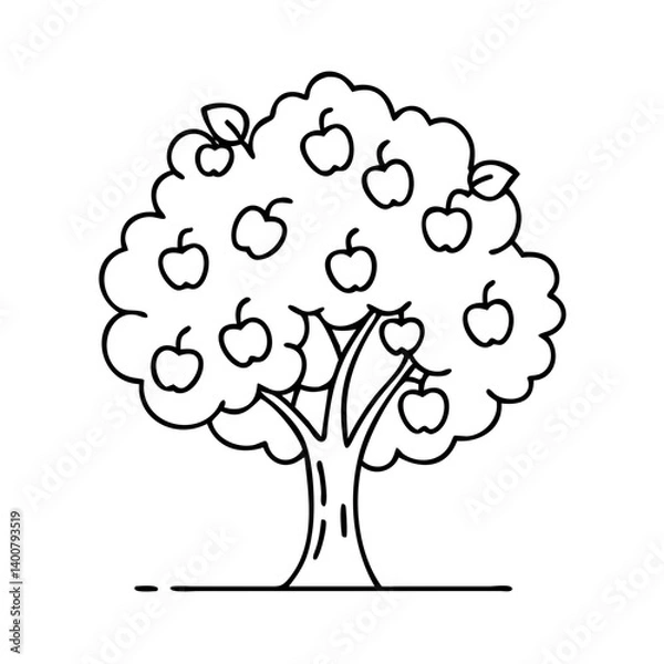 Fototapeta apple tree icon, apple tree vector illustration-simple illustration of apple tree, perfect for apple tree logos and icons