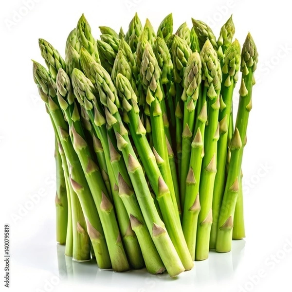 Fototapeta Asparagus spears, isolated on a pure white background