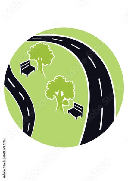 Fototapeta logo with landscape and mountain concept.