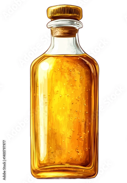 Obraz Bottle with oil isolated, no background.