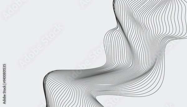 Fototapeta Curved layered contour lines with elegant overlapping wave motion