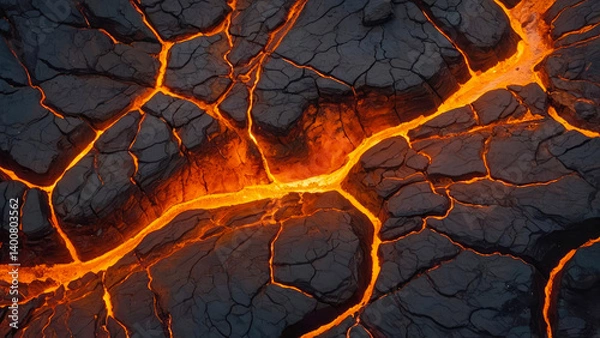 Fototapeta texture of magma rock with dark cracks