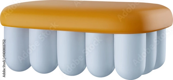 Fototapeta Hand small brush for cleaning in 3d realistic glossy soft style. Cartoon vector illustration.