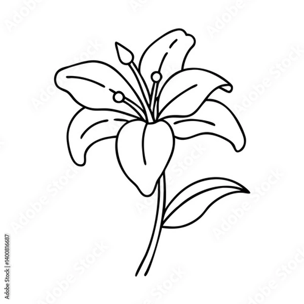 Fototapeta lily flower icon, lily flower vector illustration-simple illustration of lily flower, perfect for lily flower logos and icons