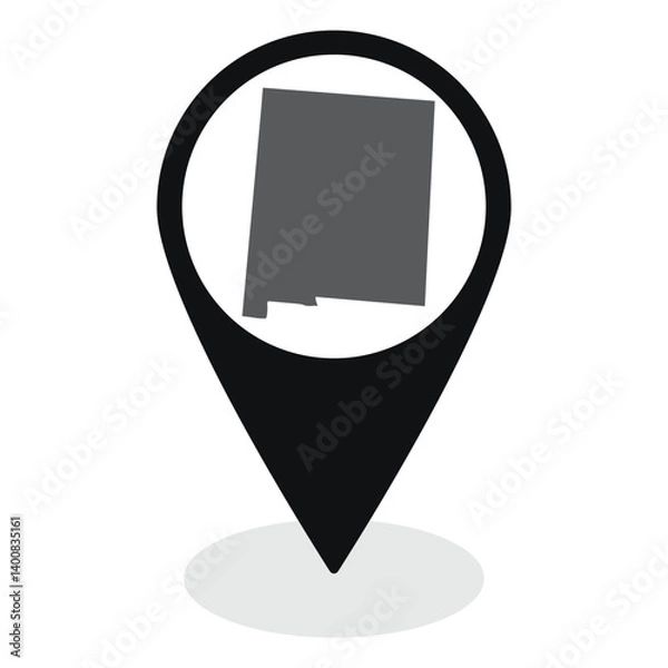 Obraz New mexico state map. Map of New mexico state on map pinpoint in black color