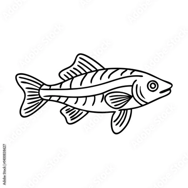 Obraz zebra danio fish icon, zebra danio fish vector illustration-simple illustration of zebra danio fish, perfect for zebra danio fish logos and icons