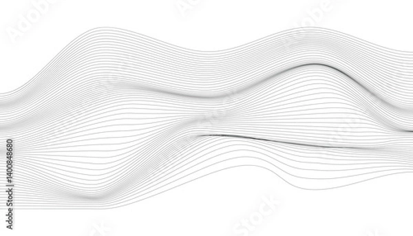 Fototapeta Abstract hill shaped by flowing topographic lines on dark minimalist background