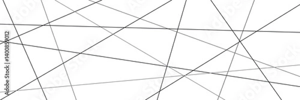 Fototapeta Minimalist abstract background with intersecting black lines on a white surface. Geometric design ideal for modern art, textures, or wallpapers. Vector illustration . EPS 10 . 