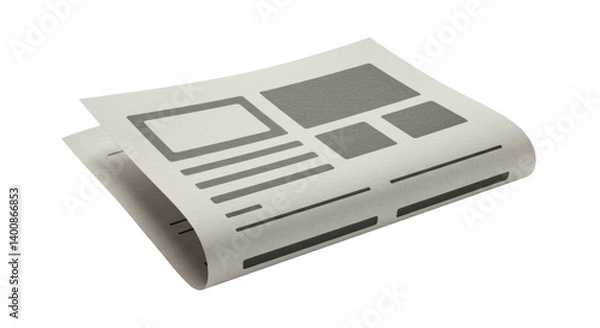 Obraz Isolated Folded Newspaper on White Background