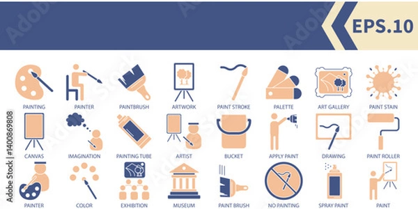Fototapeta Painting icons set . Painting pack symbol vector elements for infographic web