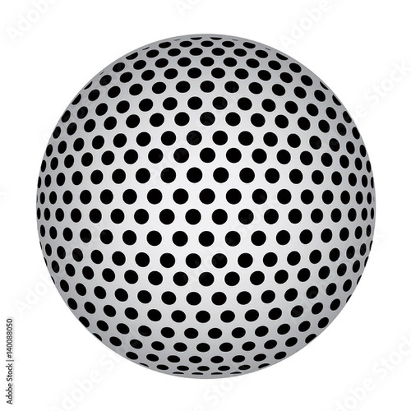 Fototapeta Abstract 3D Sphere with Black Circle Dots. Vector Illustration