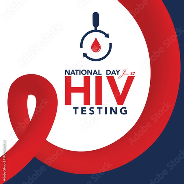 Obraz HIV Testing day is observed every year on June 27th to encourage people to get tested for (human immunodeficiency virus), know their status, and get linked to care and treatment. Vector illustration