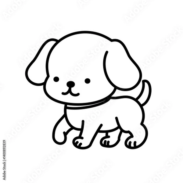 Obraz walking dog sticker, vector line art, portrait	