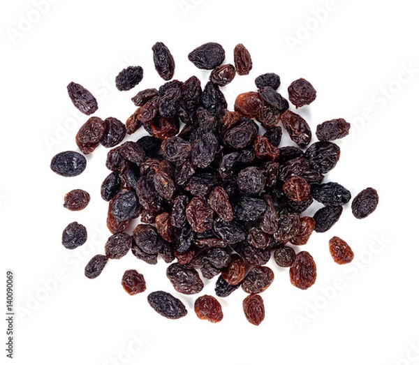 Obraz Dried raisins on a white background