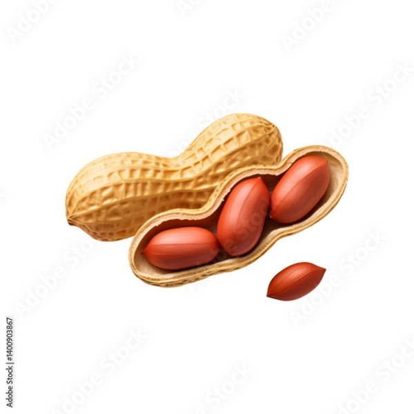 Fototapeta Whole and sliced peanut on transparent background