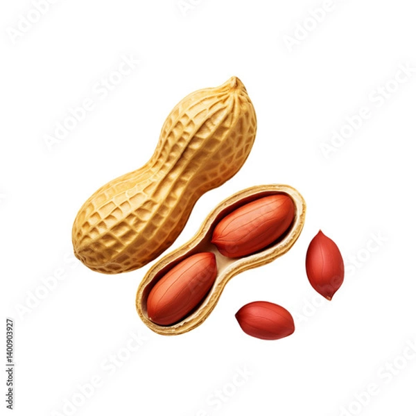 Fototapeta Fresh Peanut with slices on transparent background