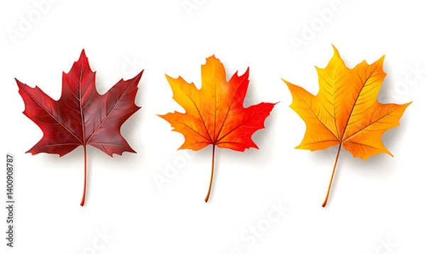 Fototapeta illustrations of various trees, leaves, grasses, and botanical elements on white background.