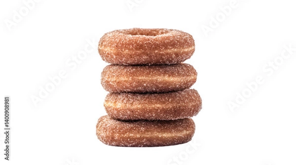 Fototapeta "Deliciously Stacked Sugar-Glazed Cinnamon Donuts in Front View Presentation"