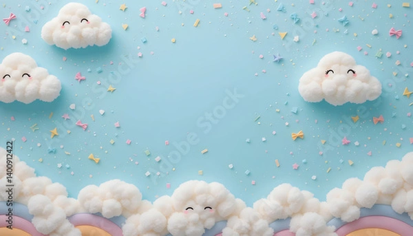 Obraz Cute cloud background pastel blue