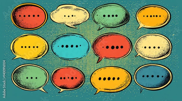 Fototapeta Speech bubbles illustration communication concept social media marketing online discussion forum design