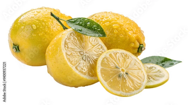Fototapeta various lemons isolated on transparent background