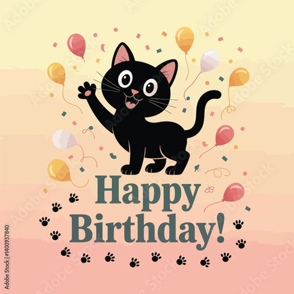 Obraz Adorable Black cat silhouettes from a collection