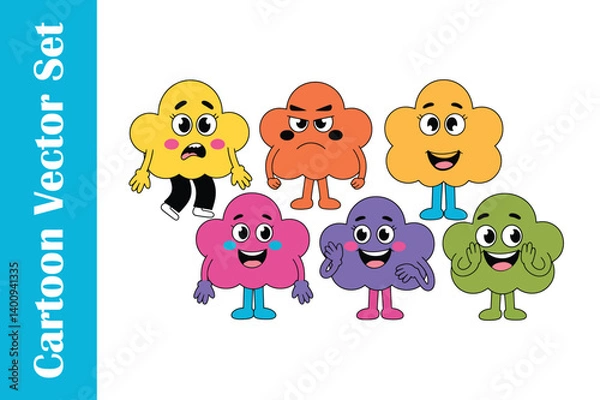 Obraz Cartoon Vector Set of Cloud Characters with Different Emotions