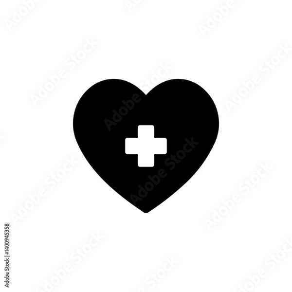 Fototapeta heart shape containing a cross symbol, representing healthcare, love, and support. Ideal for medical, charity, and wellness related projects