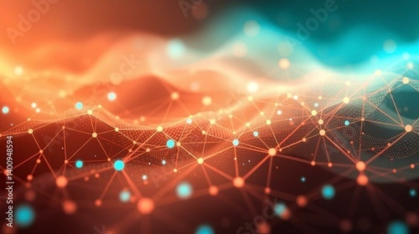 Fototapeta Data Flowscape: A Dynamic Visualization of Networked Information
