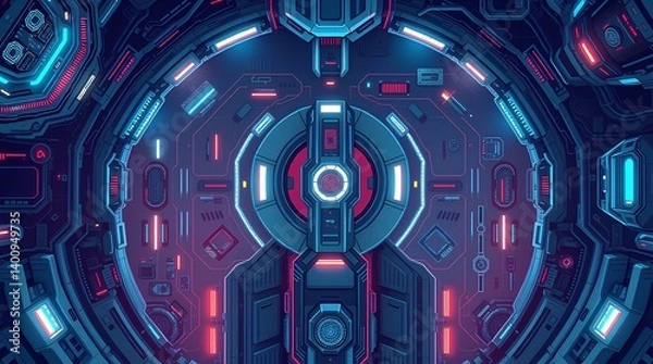 Fototapeta Cybernetic Core: A Futuristic Technological Heart