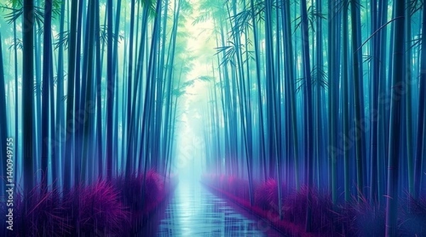 Fototapeta Bamboo Grove: A Serene Path Through an Ethereal Forest