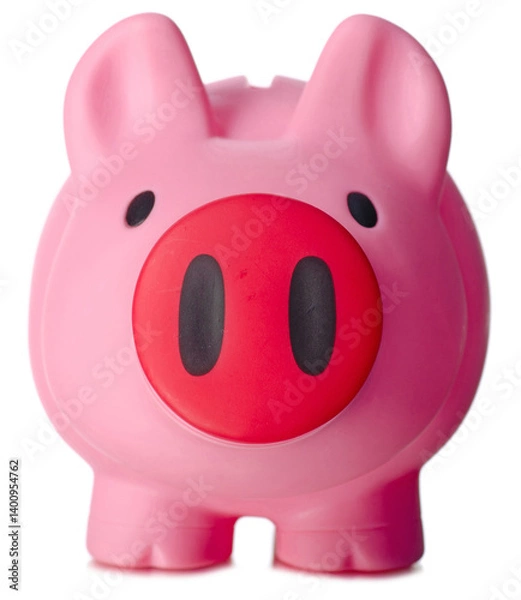 Fototapeta Pink piggy bank on white background isolation