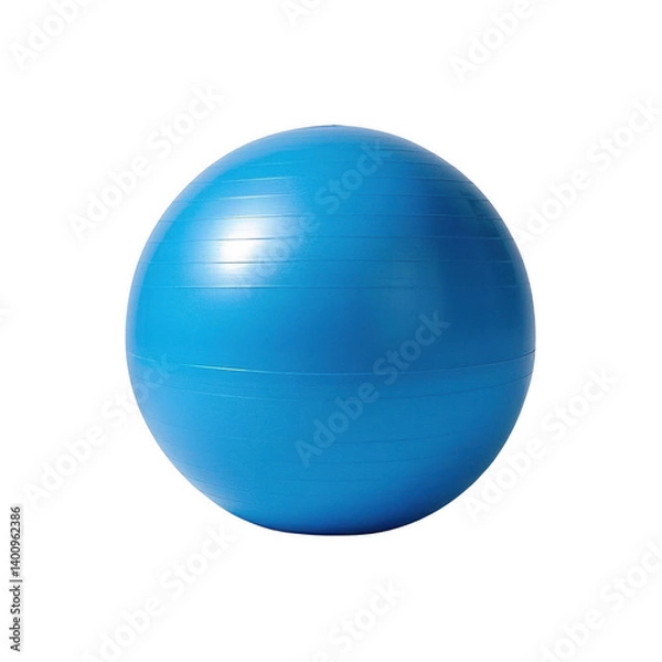 Fototapeta A vibrant blue exercise ball ready for a fitness journey, showcasing its smooth, perfectly round form against a clean transparent background.