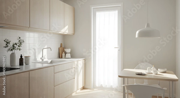 Fototapeta modern kitchen interior with kitchen