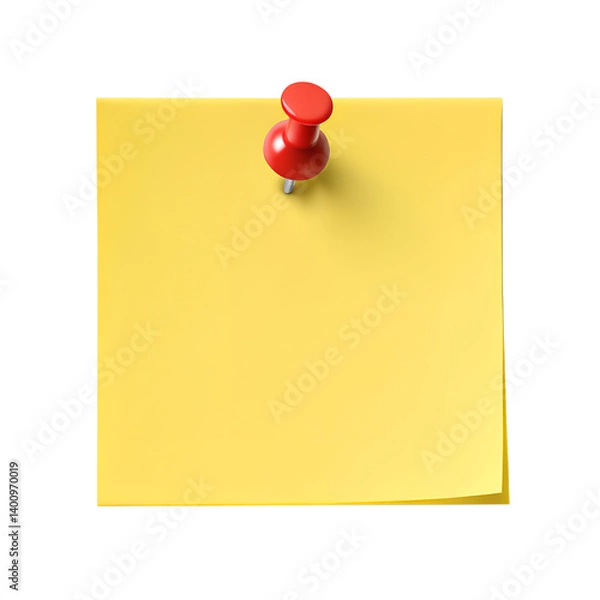 Fototapeta Memo note with push pin card isolated on transparent background