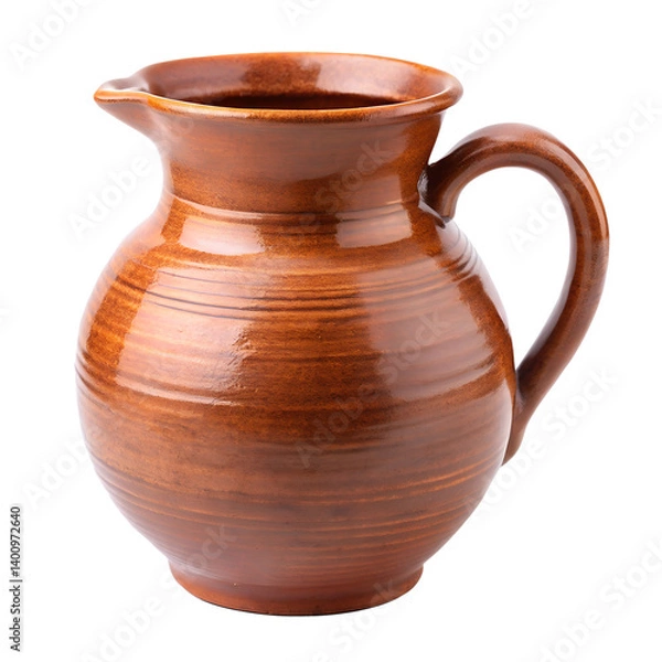 Fototapeta Ceramic pitcher rustic vase isolated on transparent background
