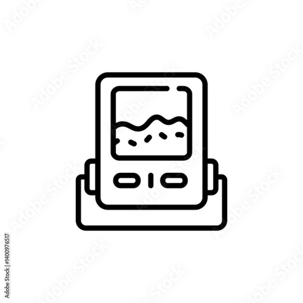 Fototapeta Fish finder linear icon. Echo sounder. Depth finder. Fish searching. Outline digital fish finder vector icon for web design isolated on white background