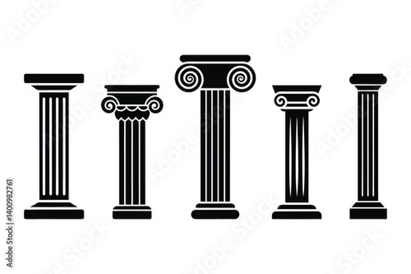 Obraz A set of column silhouette vector art illustration