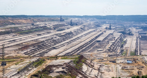 Fototapeta View over the Hambach mine, a huge open-pit coal mine in North Rhine-Westphalia, west of Germany, operated by RWE and used for mining lignite.