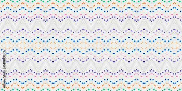 Obraz Pink Color Geometric Pattern. Ethnic Bohemian Brush. Orange Color Geometric Texture. Seamless Watercolour Carpet Pattern Blue Color Boho Tribal Batik. Abstract Stripe Ikat Batik. Seamless Wavy Batik.