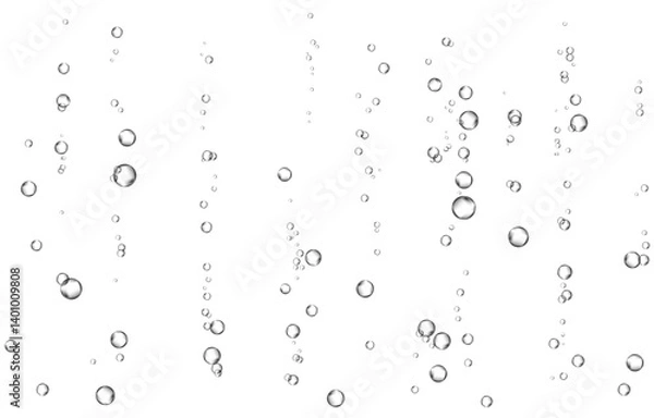 Obraz Oxygen air bubbles  flow  in water on white  background.