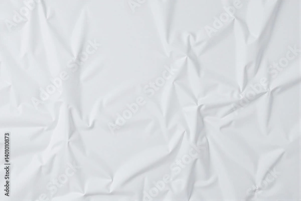 Fototapeta White Crumpled Paper Texture Background with Wrinkles and Folds
